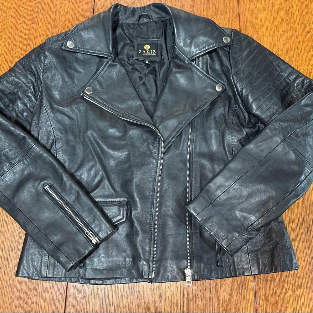 Women’s 100% Genuine Black Leather Jacket Fitted Zakiz Original Biker Jacket